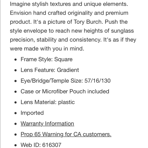 Authentic Tory Burch Sunglasses - Picture 6 of 6